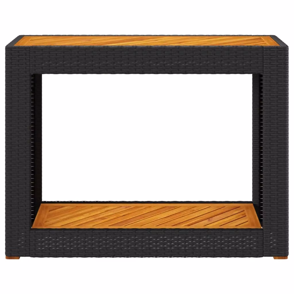 Berkfield Home Garden Side Table with Acacia Wood Top, Black, W: 100 cm, D: 40 cm, H: 75 cm – 3