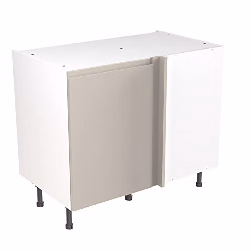 KITCHEN KIT Modern Blind Corner Base Cabinet with J-Pull Doors in Light Grey Matt, W/D/H: 100 x 87 x 87 cm