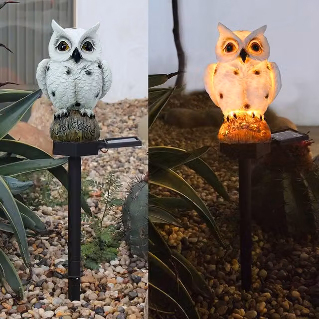 Leaper Big-Eyed Owl LED Solar Outdoor Landscape Garden Decoration Light, White