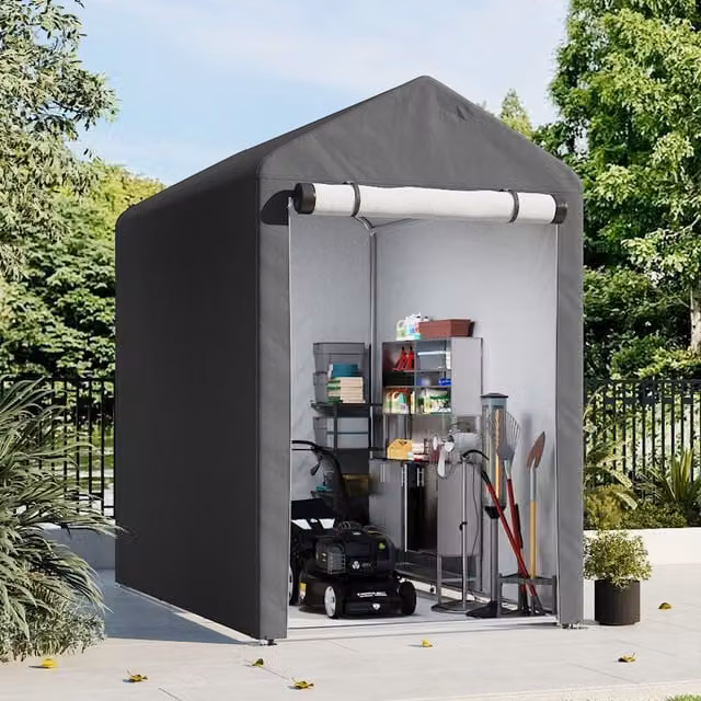 Breeins Galvanised Steel Gable Garden Shed in Dark Grey