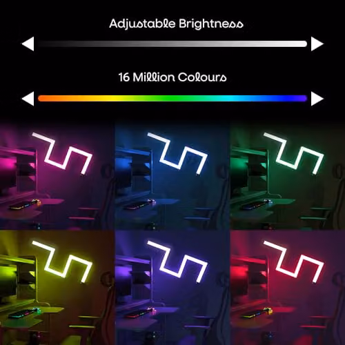 ValueLights Smart RGBIC LED Light Bars Kit, Multicolour Neon Flex with App Control, Music Sync, Remote Control and Timer, Compatible with Amazon Alexa and Google Assistant, Set of 6 – 4