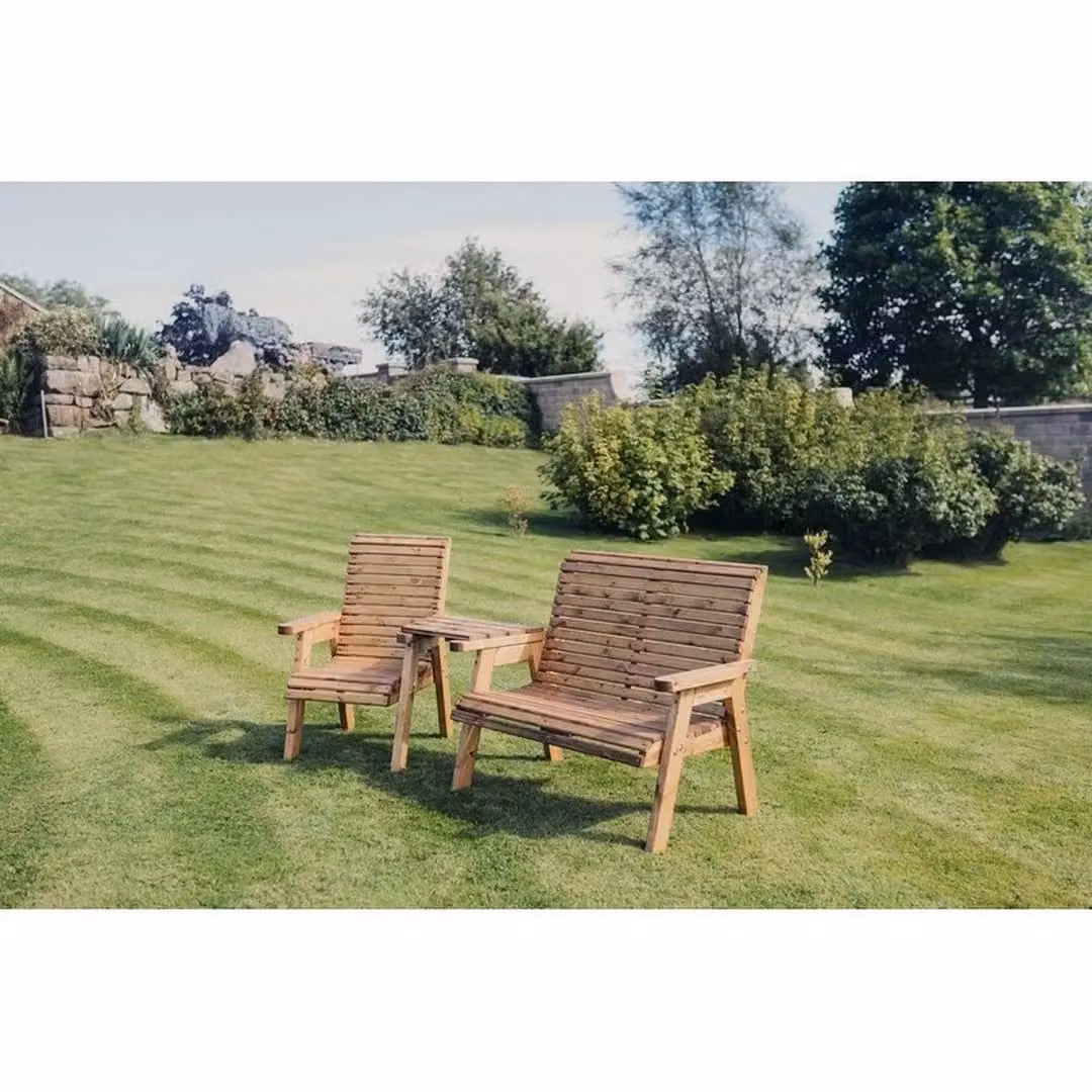 Churnet Valley Garden Furniture Ltd Valley Trio Timber Garden Set with Brown Cushions – 2