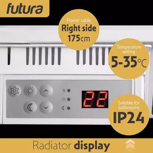Futura 1500W White Electric Convector Panel Heater, Wall Mounted or Freestanding – 6