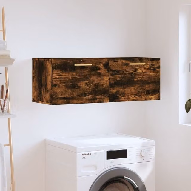 Berkfield Home Smoked Oak Wall Cabinet, Brown, W/D/H: 100 x 36.5 x 35 cm – 1