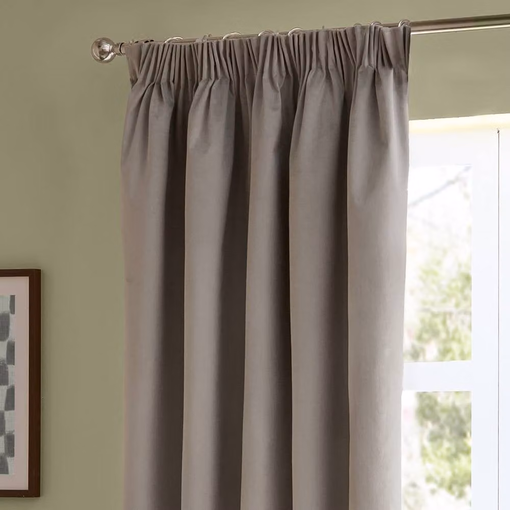 Furn Ultimate Velvet Blackout Pencil Pleat Curtain Pair in Silver, Width: 117 cm, Drop: 137 cm – 4