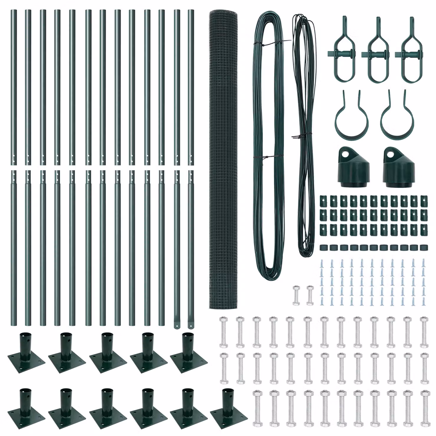 Berkfield Home Green PVC Coated Steel Welded Wire Fence with 13 Flanged Posts, H: 140 cm, L: 25 m – 2