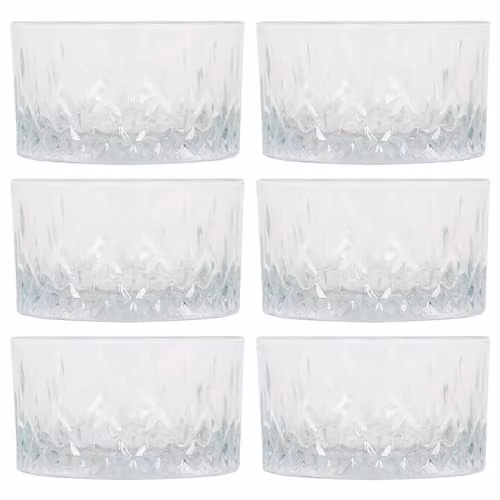 LAV Odin Geometric Glass Dip Bowls, Clear, Pack of 6, Diameter: 9.5 cm – 1