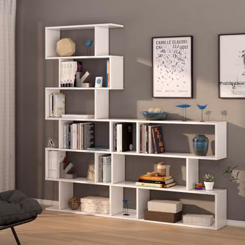 Calicosy Athena 6-Tier Modern White MDF Bookshelf, Height: 192 cm – 3