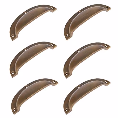 Hammer & Tongs Bow Curved Cabinet Drawer Pull in Matt Gold Brass, Pack of 6, W: 130 mm, H: 50 mm – 2