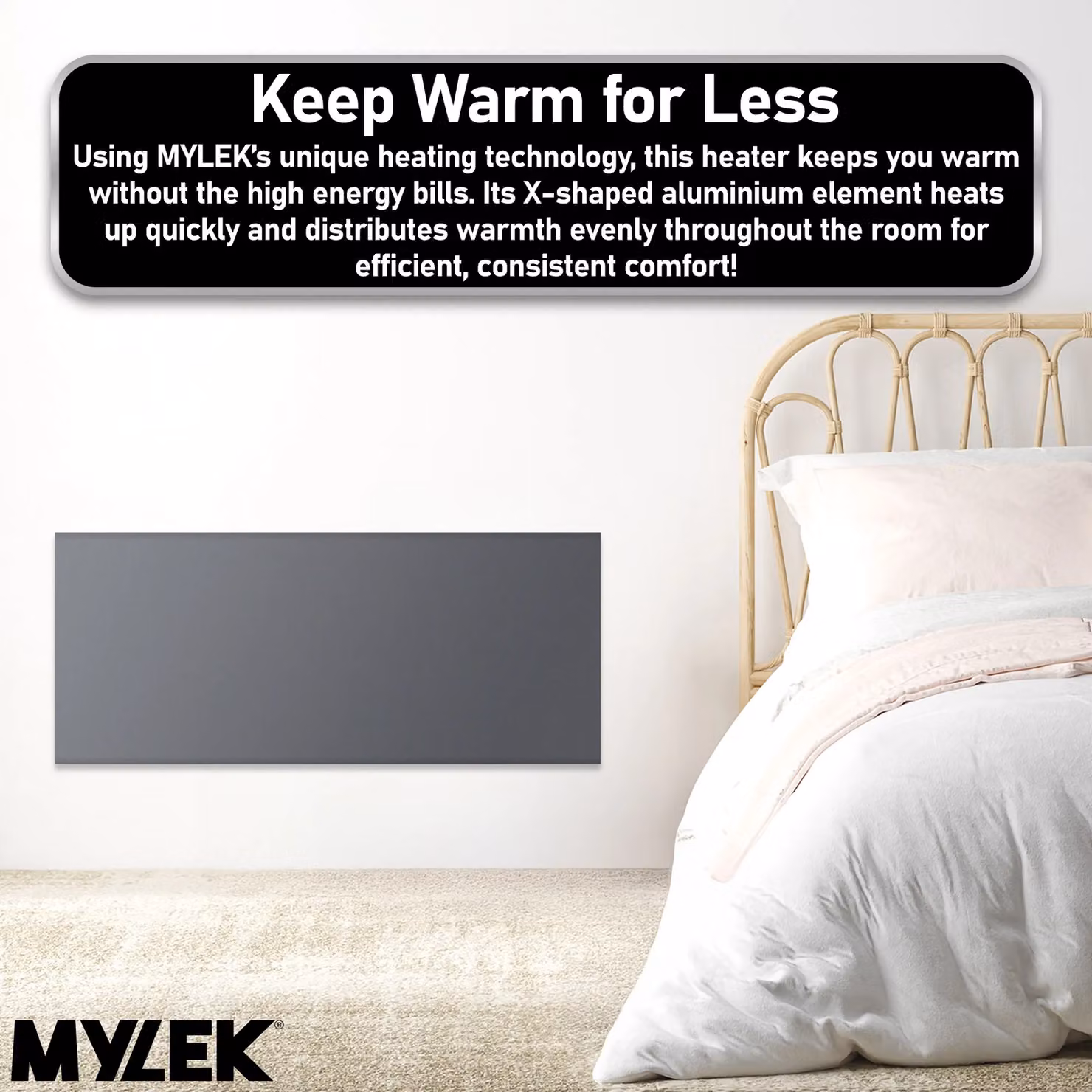 MYLEK 2kW Slimline Electric Panel Convector Heater with WiFi App Control in Anthracite – 7