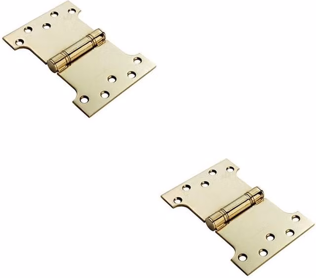Loops 2x Pair Parliament Internal Door Hinges in Brass, W: 101.6 mm, H: 152 mm, D: 3.5 mm