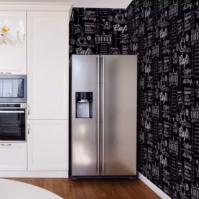 Superfresco Easy Black and White Coffee Shop Typography Wallpaper, W: 52 cm, L: 1000 cm