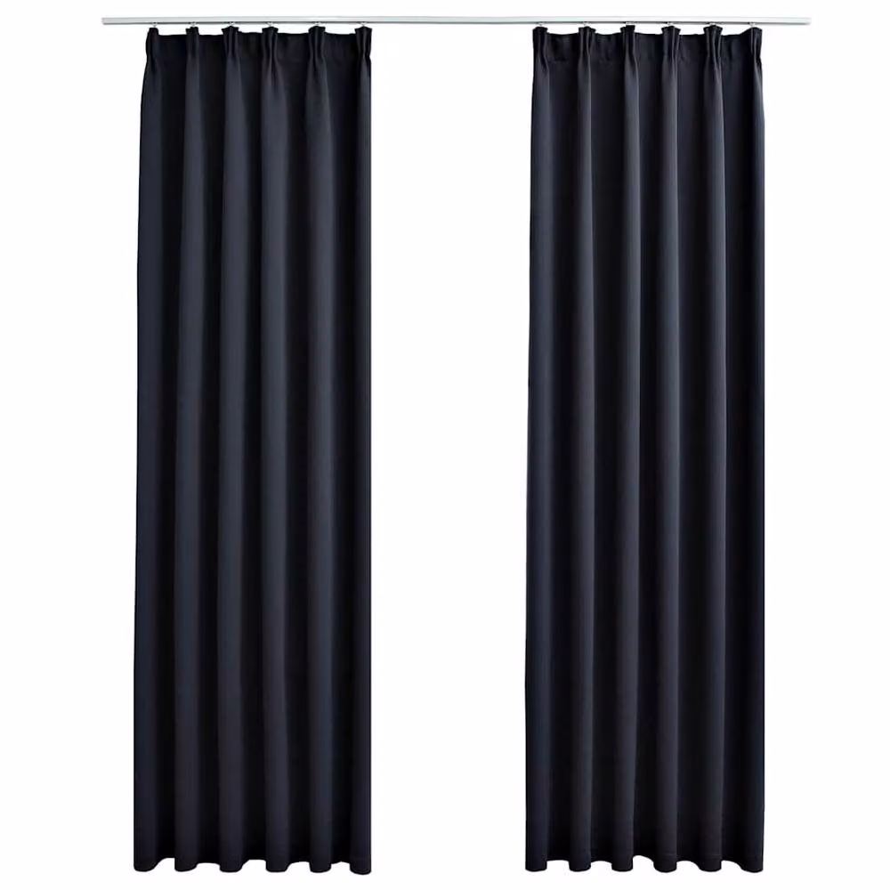 Berkfield Home Elegant Blackout Curtains with Hooks, 2 Pack, Anthracite Grey, W: 140 cm, H: 175 cm – 3
