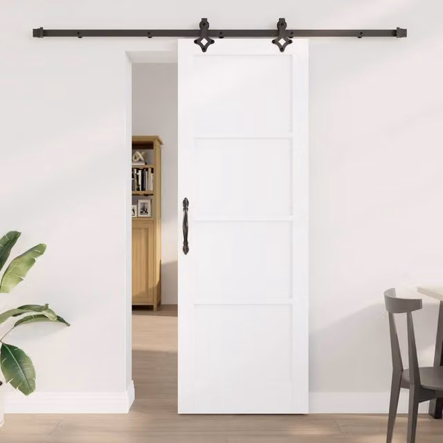 Berkfield Home Orkdal White Lacquered Solid Wood Pine Sliding Door with Hardware Set
