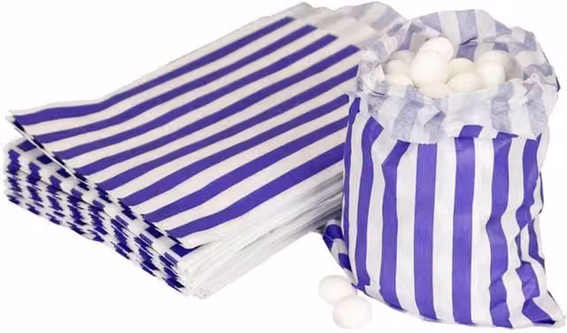 KDMD Purple Small Candy Stripe Paper Party Bags, 3 Pack – 1