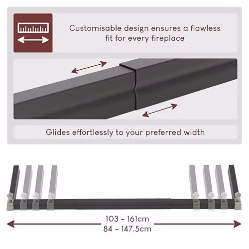 Fire Vida Metal Fire Fender in Black and Silver, W/D/H: 144 x 40 x 83 cm – 4