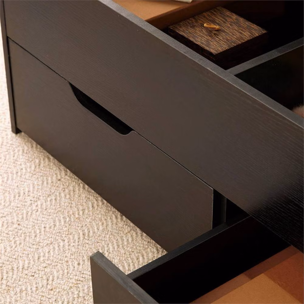 Nordara Black Wooden Coffee Table with Liftable Top and Double Drawers W: 100 cm, D: 80 cm – 3
