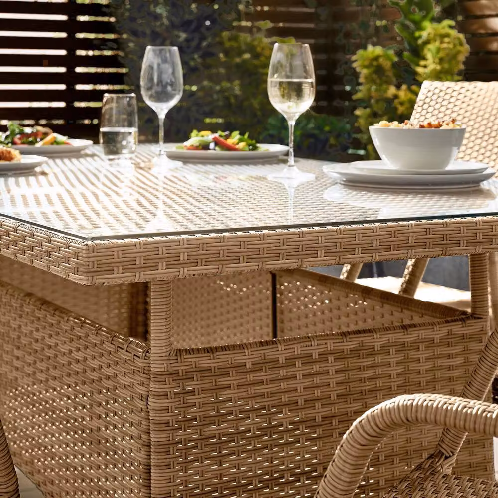 FurnitureboxUK Antigua 6 Seater Rattan Outdoor Garden Dining Set in Beige – 3