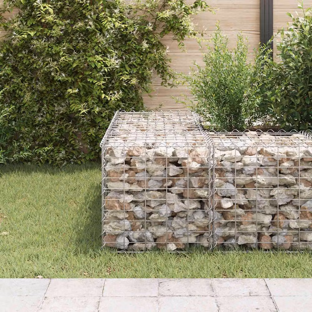 Berkfield Home Durable Cube Gabion Raised Bed in Silver Steel Wire, W/D/H: 50 x 50 x 50 cm – 1