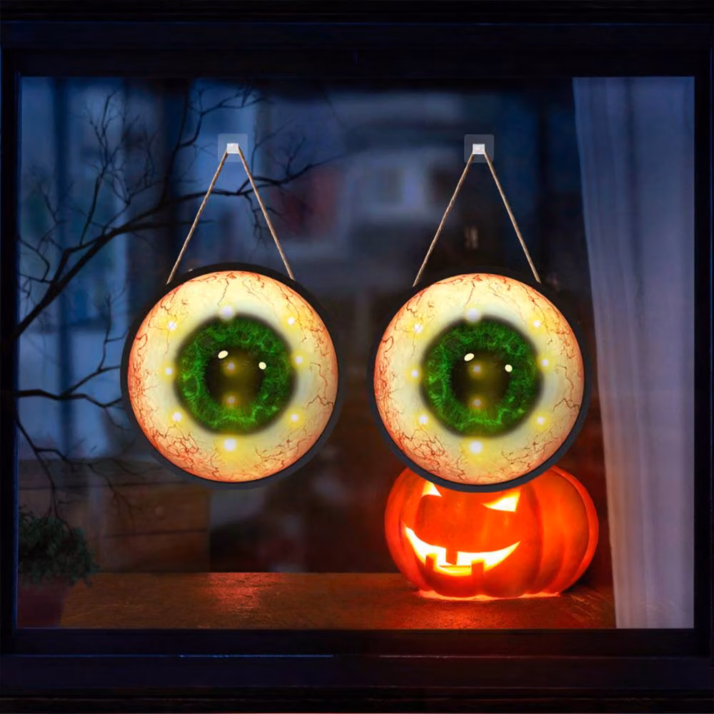 Quipulse Style 1 LED Glowing Eyeball Hanging Ornaments for Halloween Decor in Multicolour – 4