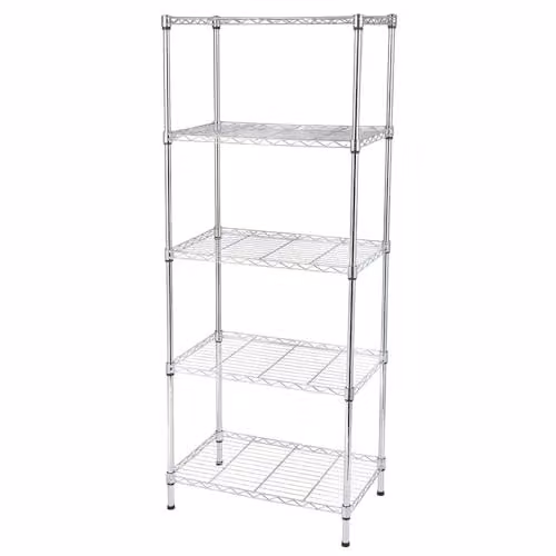 ATEK 5 Tier Metal Wire Shelving Unit, Freestanding Storage Rack for Kitchen, Home Office or Bedroom, Silver or White, W/D/H: 58 x 35 x 160 cm
