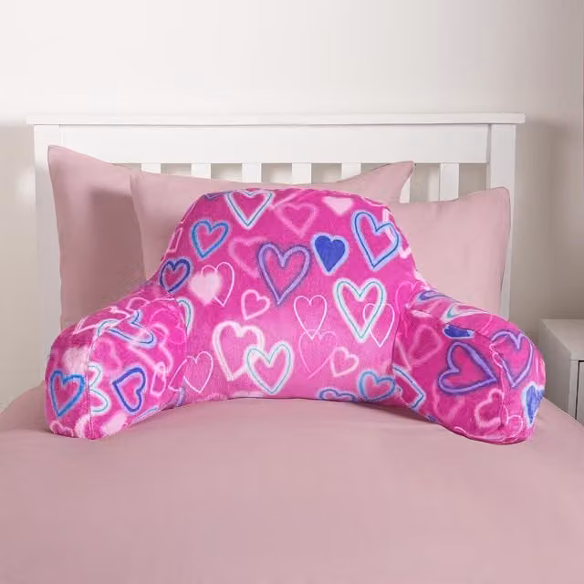 OHS Kids Heart Fleece Cuddle Cushion with Star Graphic in Pink