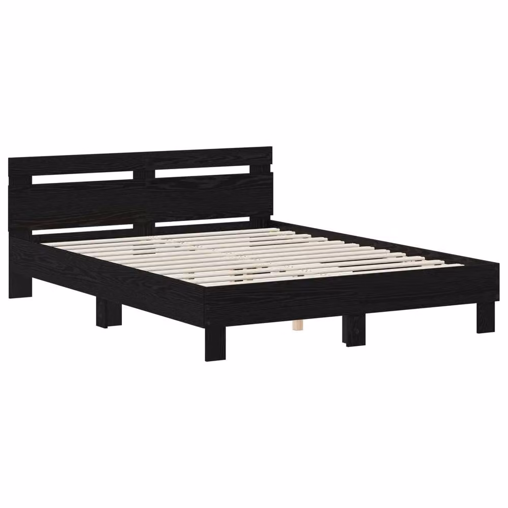 Berkfield Home Modern Bed Frame in Black Oak, Engineered Wood, W: 135 cm, D: 190 cm – 2