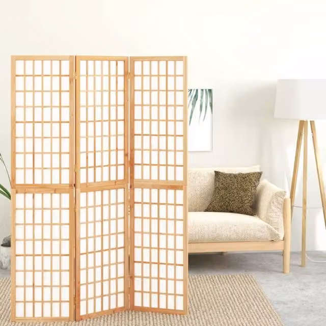 Berkfield Home Japanese Style 3-Panel Folding Room Divider, Brown, W/H: 120 x 170 cm