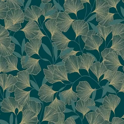 Grandeco Ginko Leaf Botanical Green Textured Vinyl Wallpaper