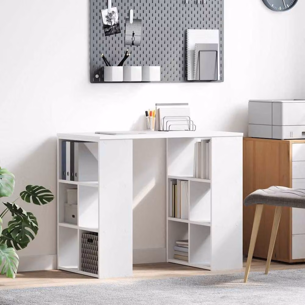 Berkfield Home White MDF Corner Desk with Storage – 2