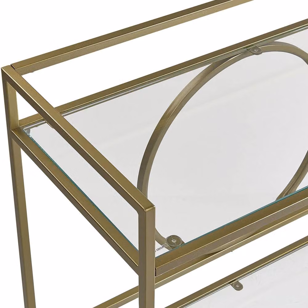 Wyld and Coco Gold Kitchen Trolley with Glass Shelves W: 75 cm, D: 45 cm – 3