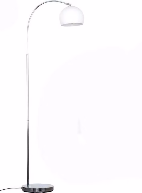 ValueLights Curva Modern Chrome and Silver Floor Lamp with White Dome Shade