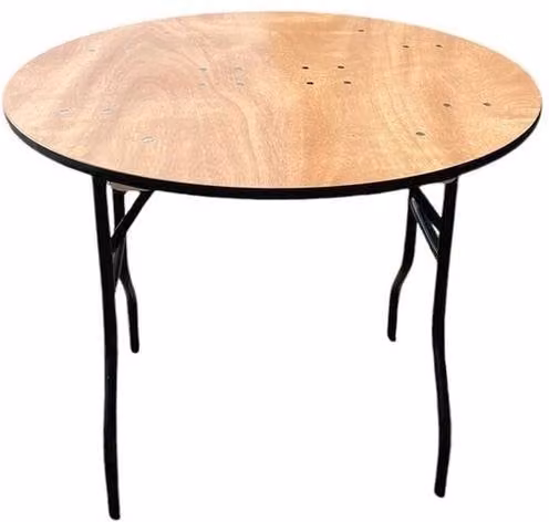 PAWNORA Round Folding Wood Dining Table in Brown – 1