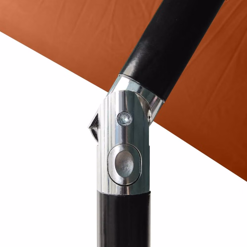 Berkfield Home Parasol with LEDs and Steel Pole in Burnt Orange, W: 300 cm, D: 200 cm – 2