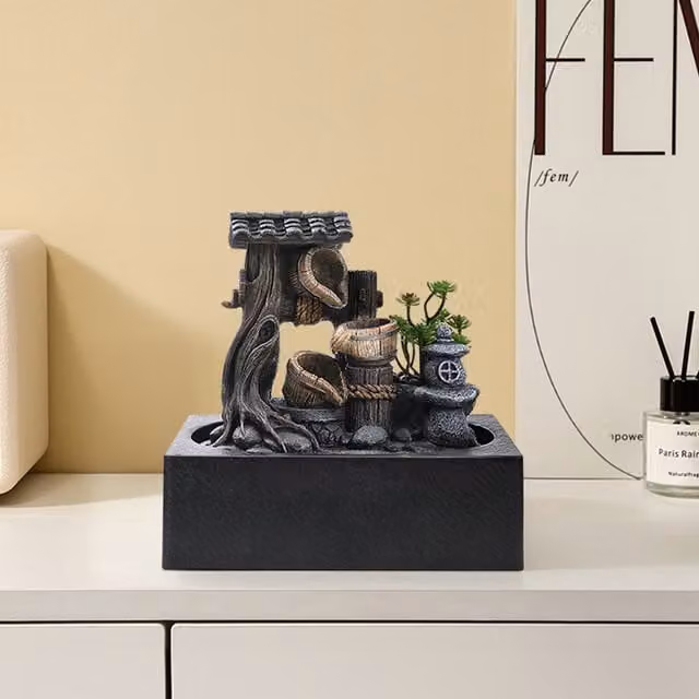 Breeins Tabletop LED Waterfall Fountain in Black
