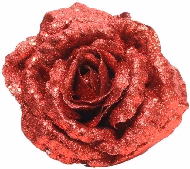 KDMD Red Glitter Rose with Clip, 2 Pack, Diameter: 18 cm – 1