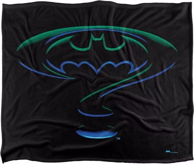 Batman Forever Logo Super Soft Silky Touch Throw Blanket, White and Black, W: 152 cm, D: 127 cm – 1