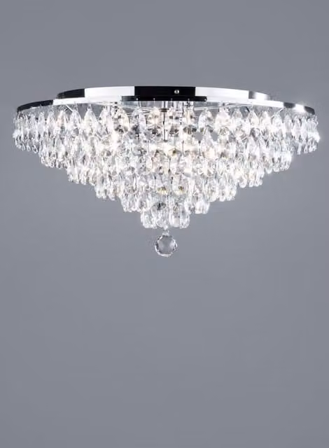 BHS Lighting Elsa Silver Crystal Flush Ceiling Light – 1