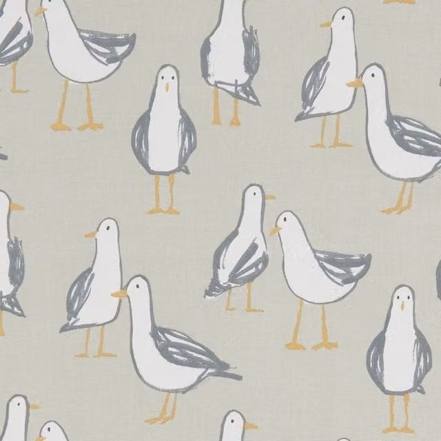 Clarke & Clarke Laridae Graphic Animal Fabric in Taupe, Beige and Grey