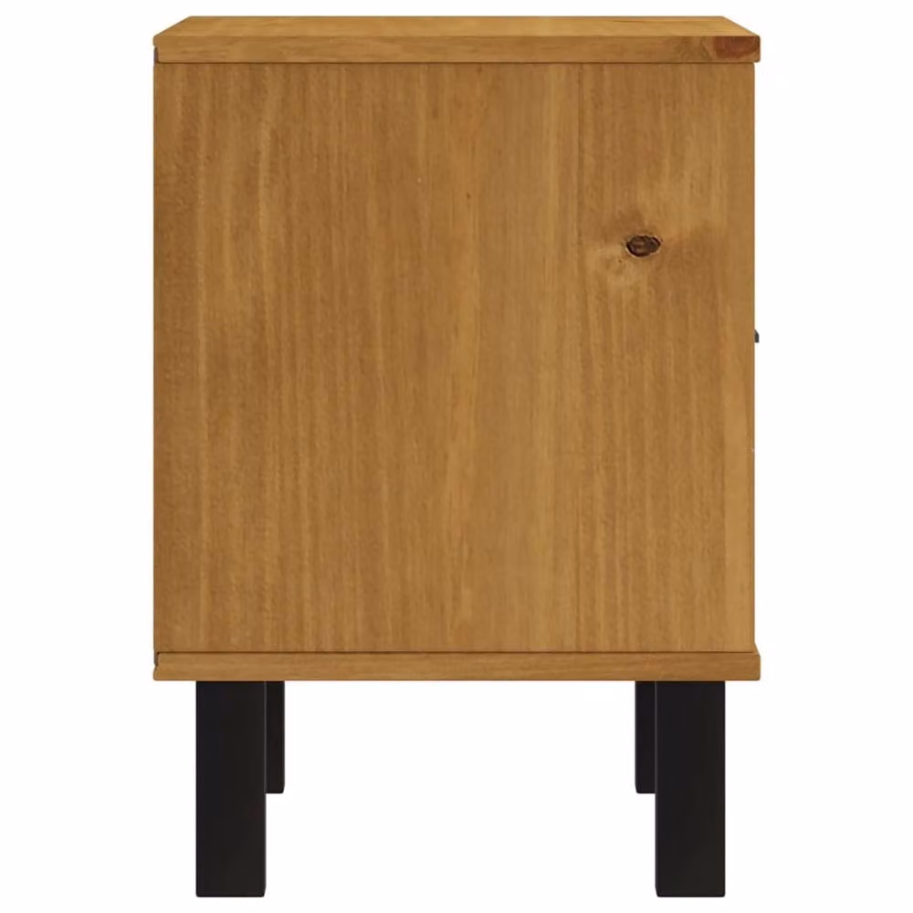 Berkfield Home FLAM Bedside Cabinet in Brown Solid Pine Wood, W/D/H: 40 x 35 x 50 cm – 4