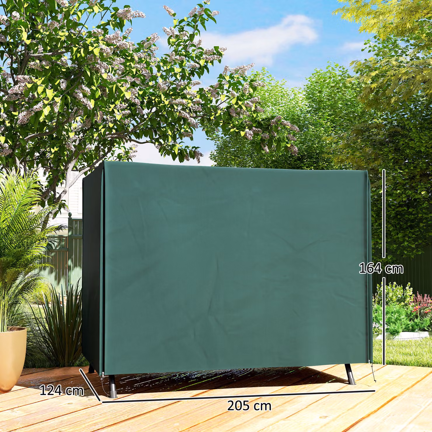 Outsunny Waterproof Oxford Polyester Swing Seat Protector in Green, W/D/H: 124 x 205 x 164 cm – 3