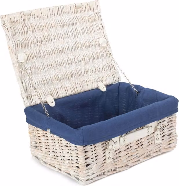 Red Wicker Picnic Basket with Blue Lining and White Accents, W/D/H: 40 x 30 x 19 cm – 1