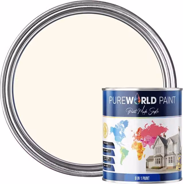 Pureworld Multi Surface Indoor and Outdoor All-In-One Matt Dispersion Paint in Ivory Mist, 0.5 l