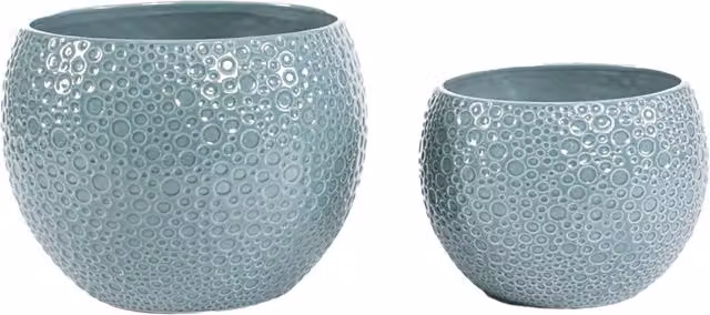 Ornate Collection Teal Volcano Finish Ceramic Tabletop Pot in Petrol Blue