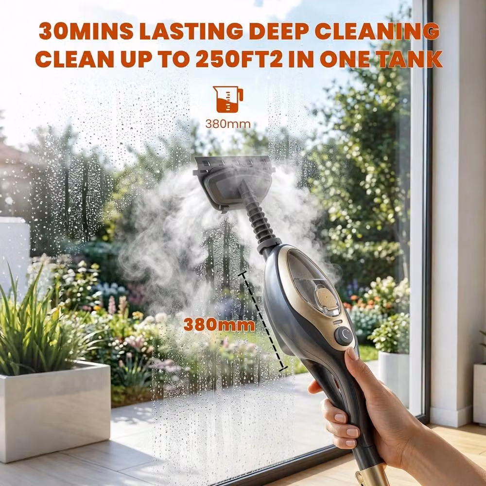 VOGREX 15-in-1 Upright and Handheld Steam Mop Floor and Window Cleaner in Black – 4