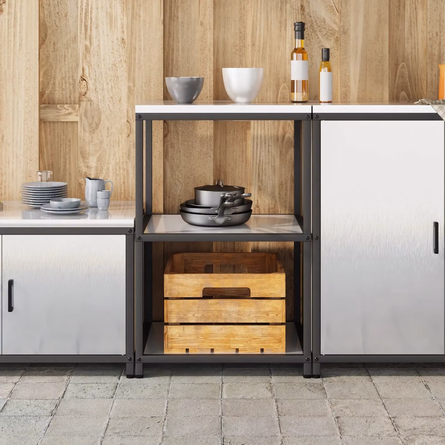 Berkfield Home Kitchen Storage Shelf in Silver Stainless Steel – 3
