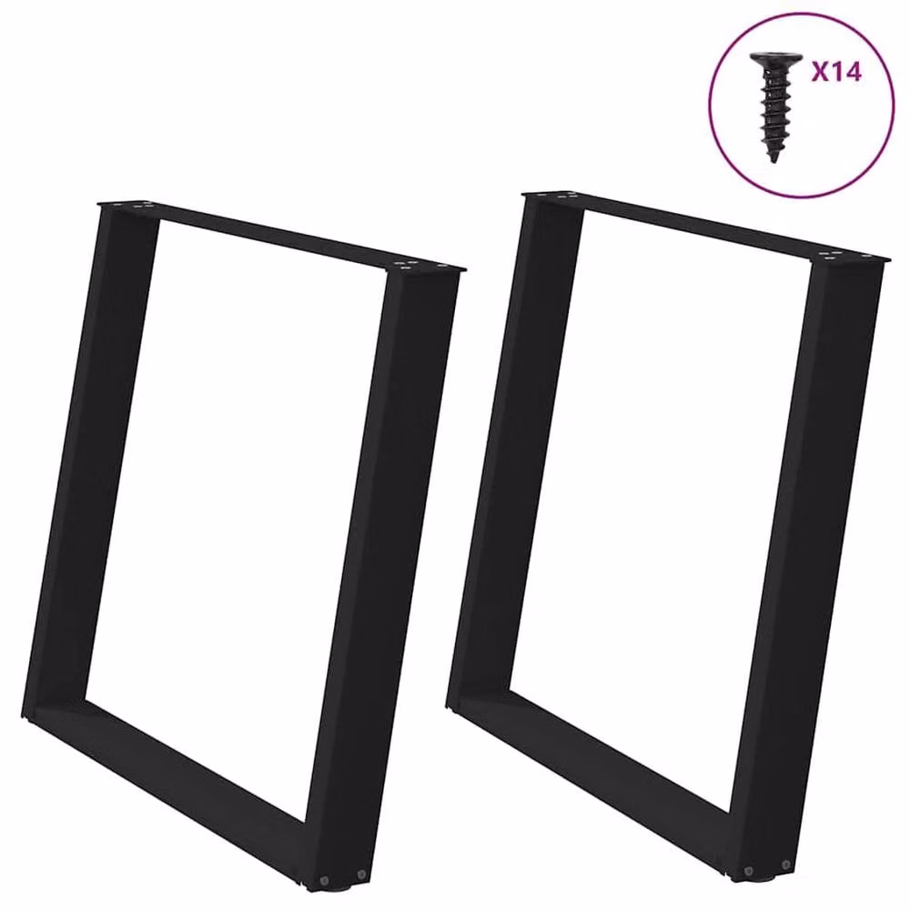 Berkfield Home Modern vidXL U-Shaped Dining Table Legs, 2 Pieces, Black, Height: 72.5 cm, Width: 100 cm – 1