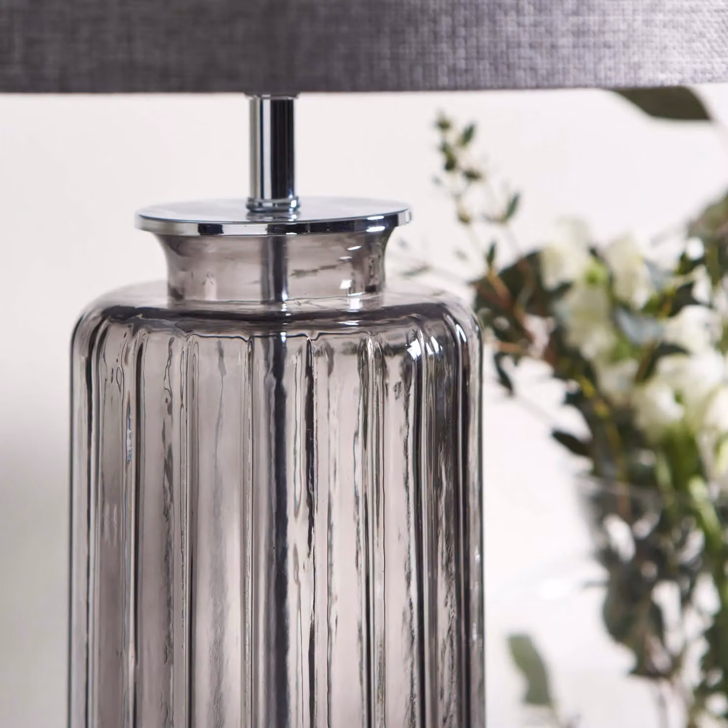 Pagazzi Brock Grey Smoked Glass Table Lamp in Black – 4