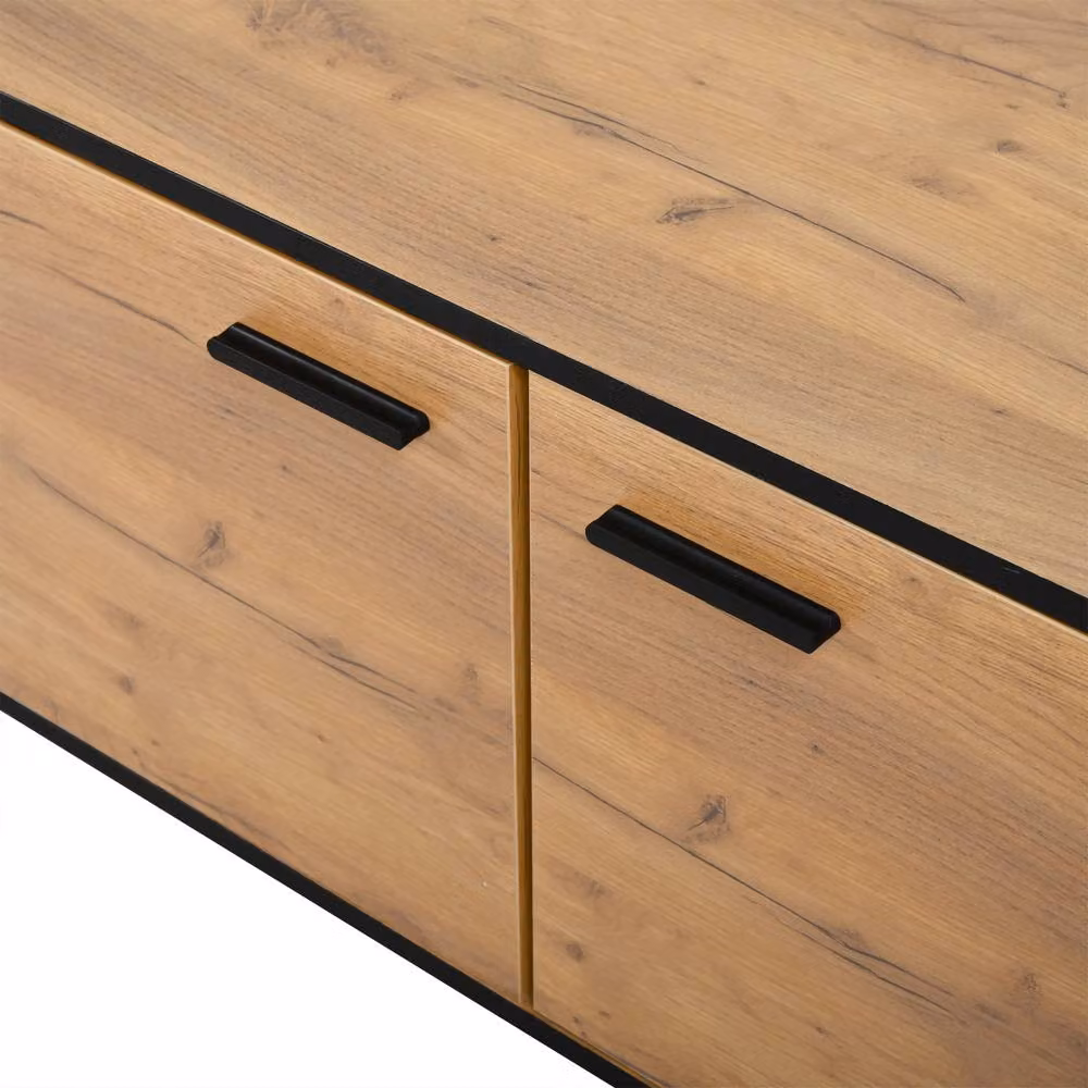 Merax Oak Effect TV Stand in Light Oak with Drawer and 3 Doors for TVs up to 75 inch – 4