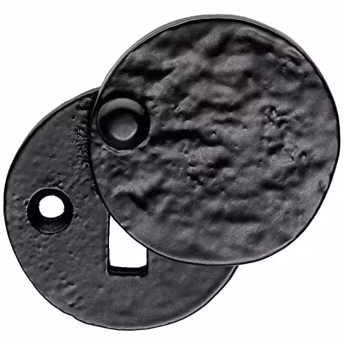 Loops 40mm Traditional Round Covered Escutcheon Lock Profile Plate in Matt Black Antique
